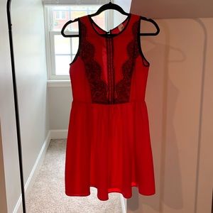 Red dress w/lace detail